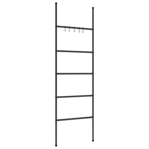 vidaXL Towel Rack Ladder with 5 Tiers Black 22.8"x68.9" Iron-2