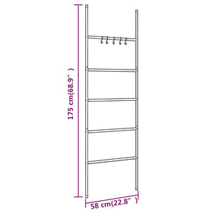 vidaXL Towel Rack Ladder with 5 Tiers Black 22.8"x68.9" Iron-4