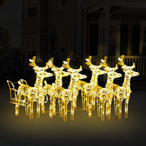 vidaXL Christmas Decoration Lighted Reindeer and Sleigh with LEDs Acrylic-10