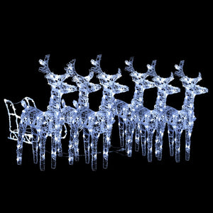 vidaXL Christmas Decoration Lighted Reindeer and Sleigh with LEDs Acrylic-16