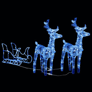 vidaXL Christmas Decoration Lighted Reindeer and Sleigh with LEDs Acrylic-29