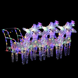 vidaXL Christmas Decoration Lighted Reindeer and Sleigh with LEDs Acrylic-0