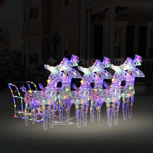 vidaXL Christmas Decoration Lighted Reindeer and Sleigh with LEDs Acrylic-8