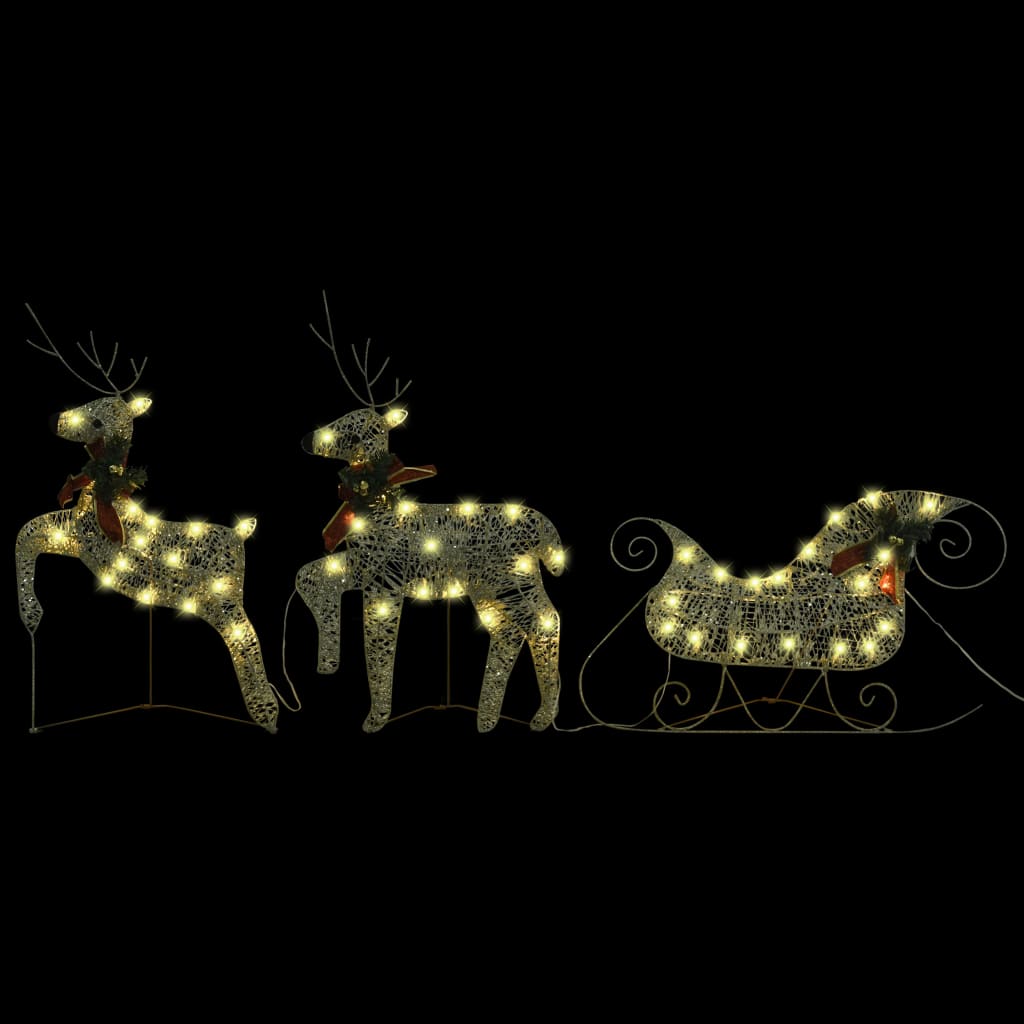 vidaXL Reindeer & Sleigh Christmas Decoration 100 LEDs Outdoor Gold-32