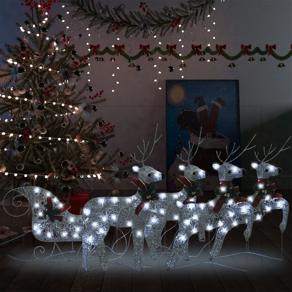 vidaXL Reindeer & Sleigh Christmas Decoration 100 LEDs Outdoor Gold-20