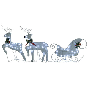 vidaXL Reindeer & Sleigh Christmas Decoration 100 LEDs Outdoor Gold-1