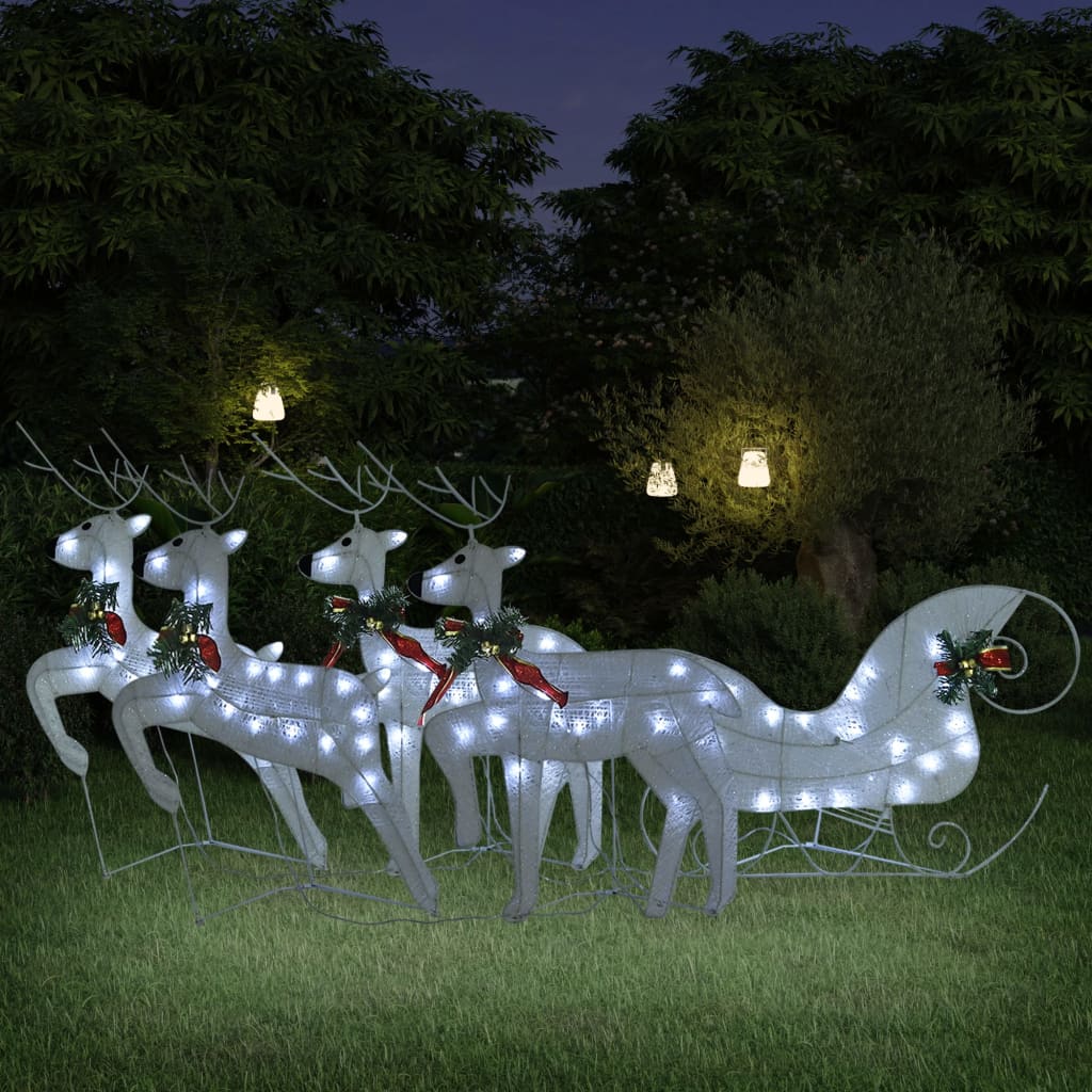 vidaXL Reindeer & Sleigh Christmas Decoration 100 LEDs Outdoor Gold-38