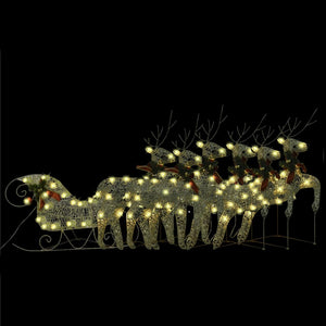 vidaXL Reindeer & Sleigh Christmas Decoration 100 LEDs Outdoor Gold-3