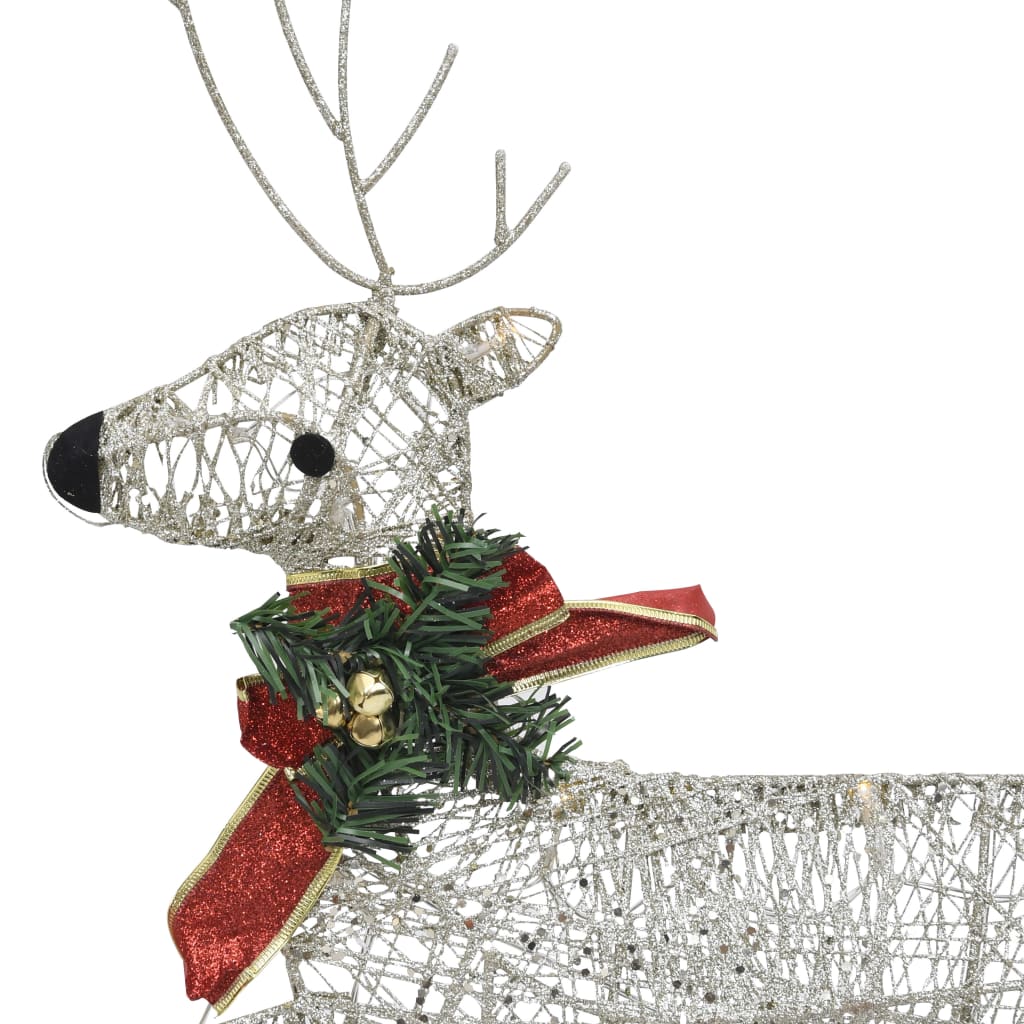 vidaXL Reindeer & Sleigh Christmas Decoration 100 LEDs Outdoor Gold-34