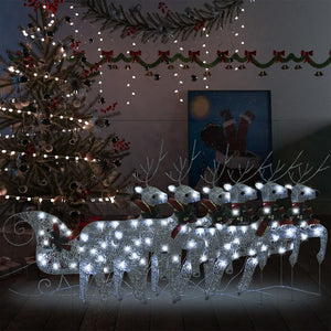 vidaXL Reindeer & Sleigh Christmas Decoration 100 LEDs Outdoor Gold-11