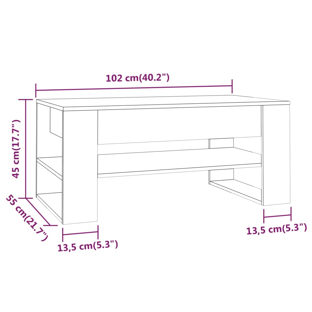 vidaXL Coffee Table Accent Table for Home Living Room Hallway Engineered Wood-5