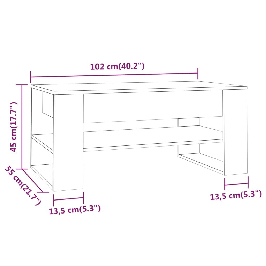 vidaXL Coffee Table Accent Table for Home Living Room Hallway Engineered Wood-20