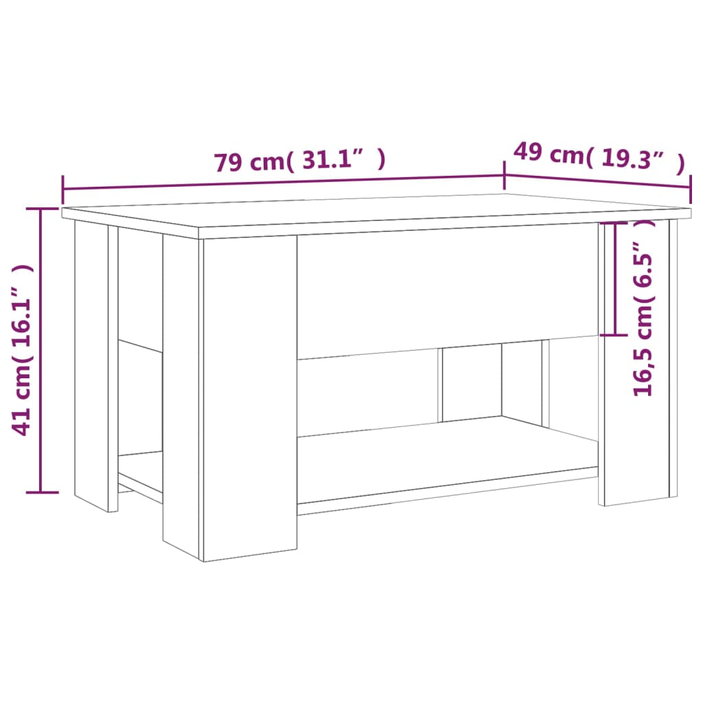 vidaXL Coffee Table Lift Top End Table Accent Side Sofa Table Engineered Wood-28