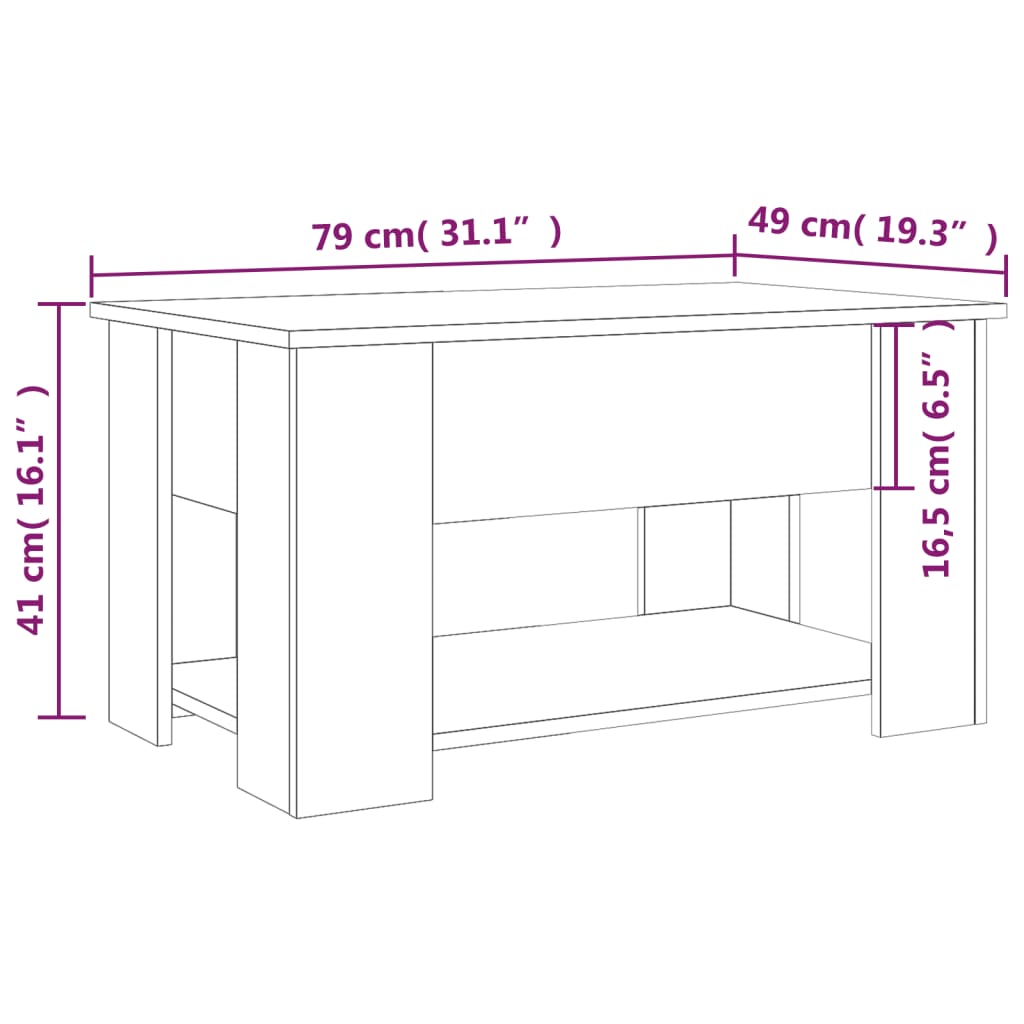 vidaXL Coffee Table Lift Top End Table Accent Side Sofa Table Engineered Wood-58