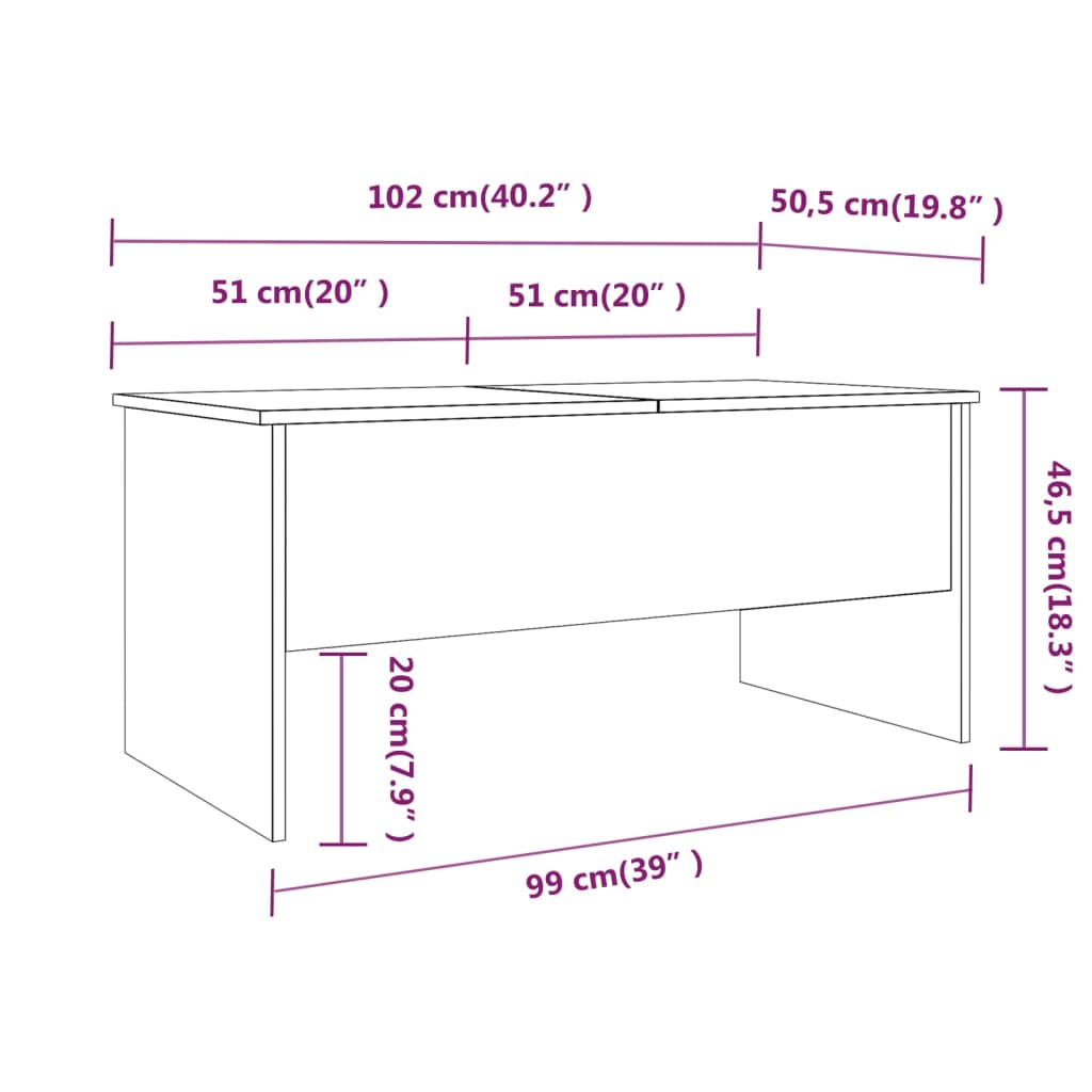 vidaXL Coffee Table Lift Top End Table Accent Side Sofa Table Engineered Wood-10