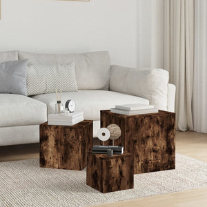 vidaXL Side Tables Accent Plant Stand for Living Room 3 Pcs Engineered Wood-3
