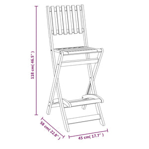 vidaXL Folding Patio Bar Stools 2 pcs Solid Wood Acacia-7