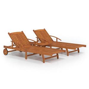 vidaXL 2 Piece Sunlounger Set with Table Solid Wood Acacia-1