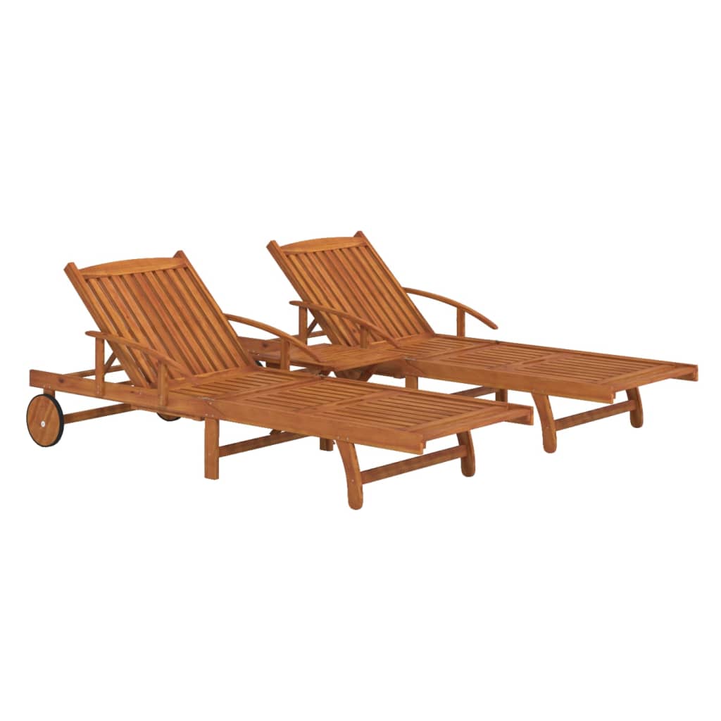 vidaXL 2 Piece Sunlounger Set with Table Solid Wood Acacia-3