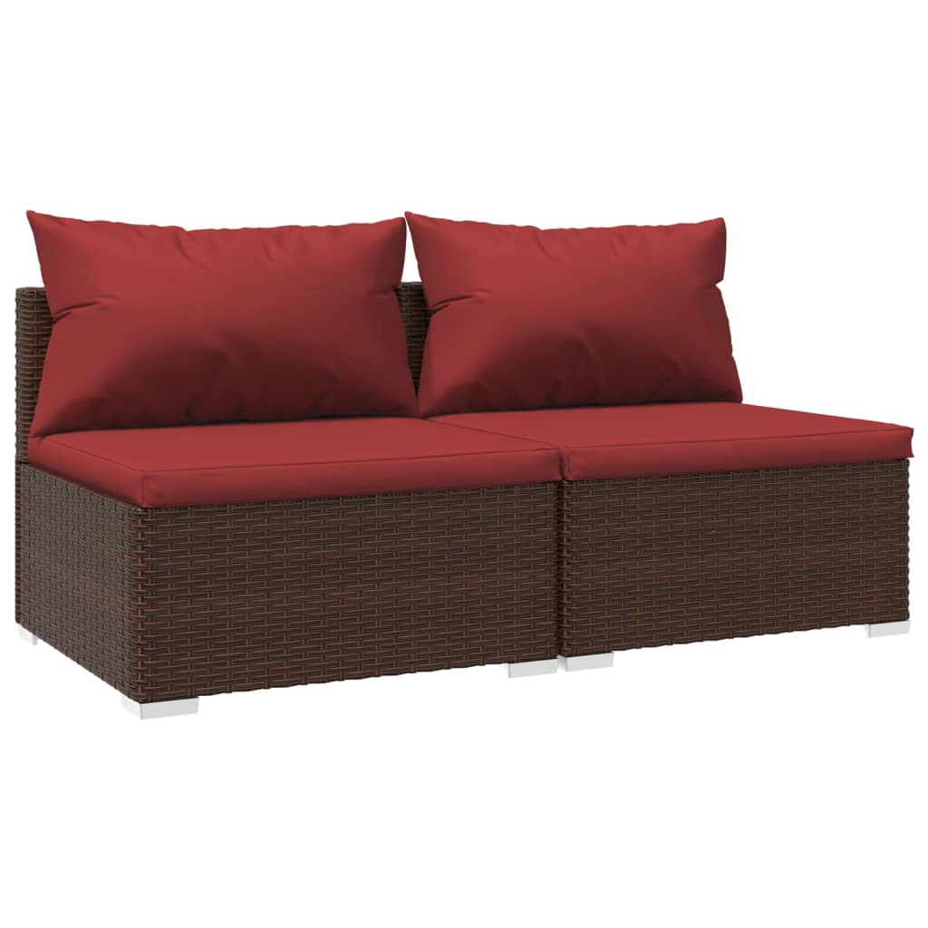 vidaXL Patio Furniture Set 2 Piece with Cushions Poly Rattan Brown-0