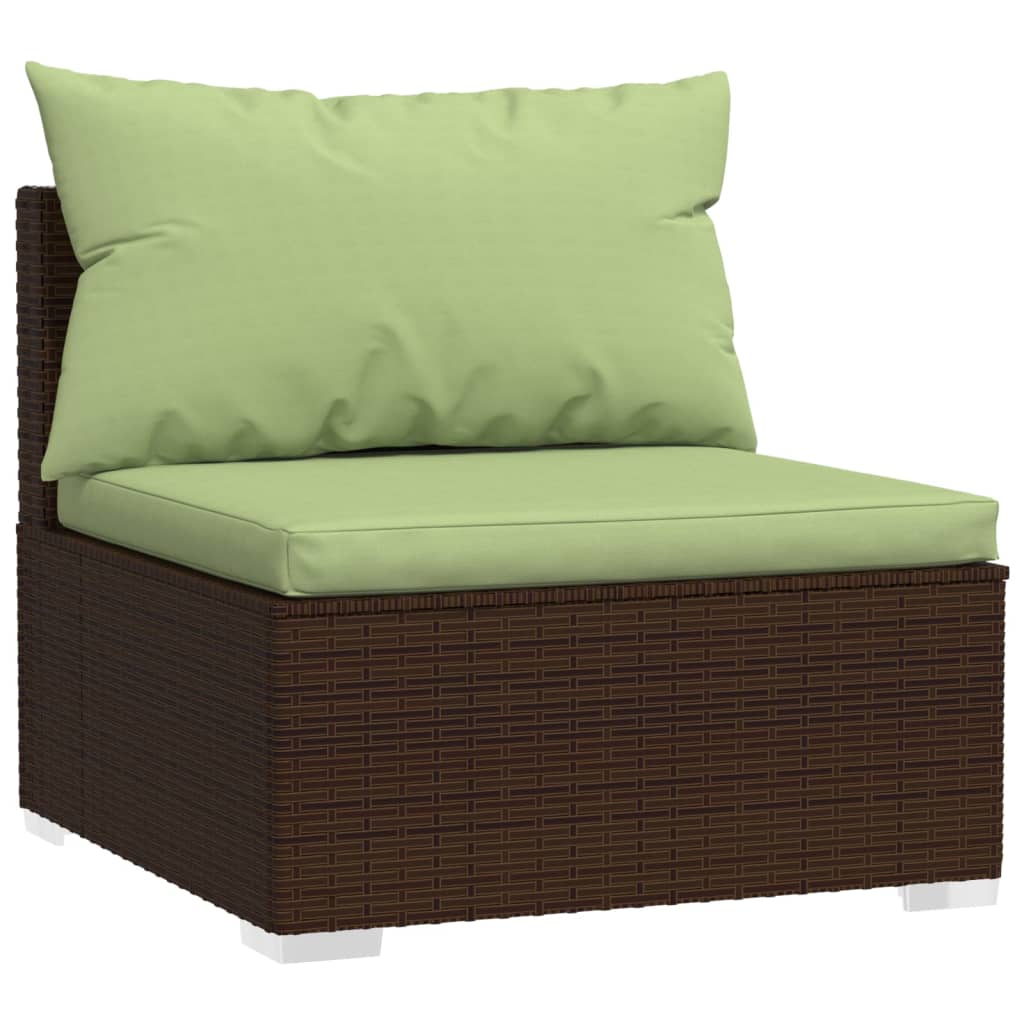 vidaXL Patio Furniture Set 2 Piece with Cushions Poly Rattan Brown-5