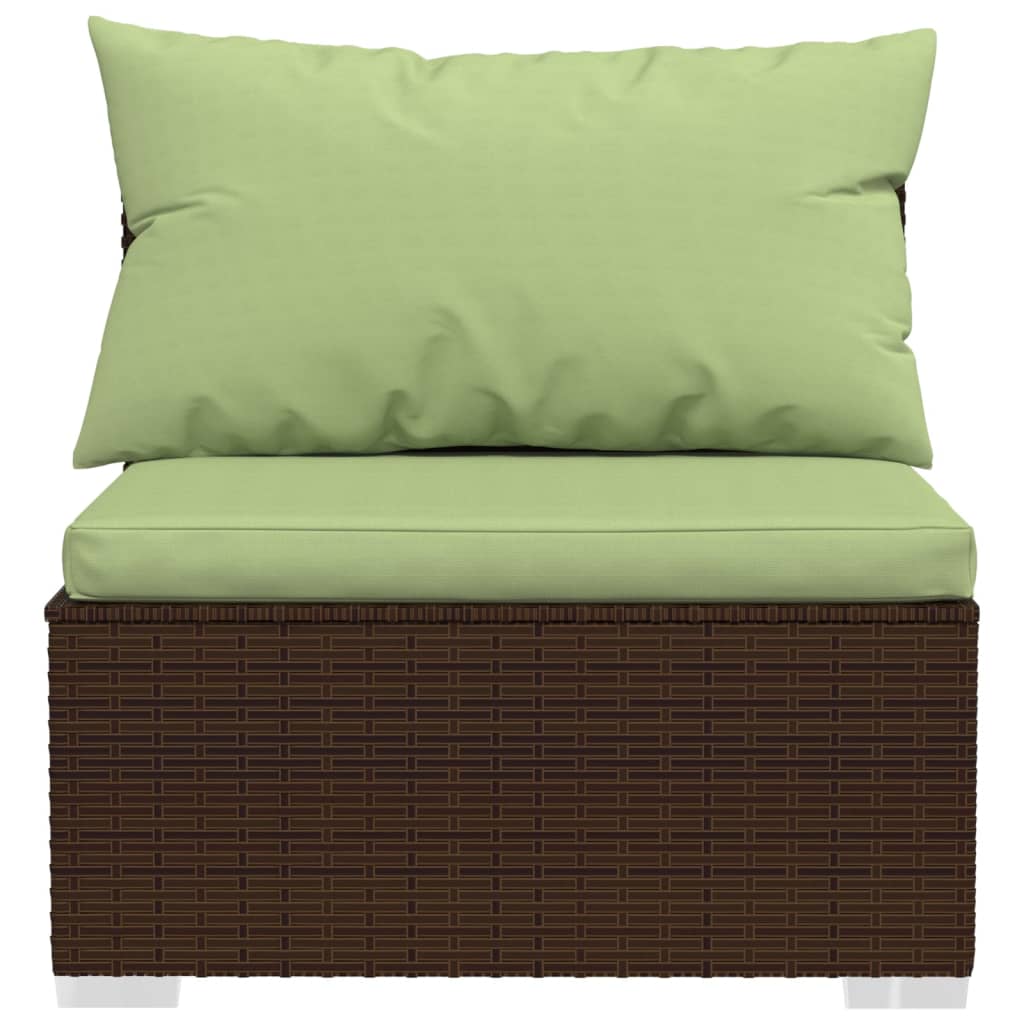 vidaXL Patio Furniture Set 2 Piece with Cushions Poly Rattan Brown-2