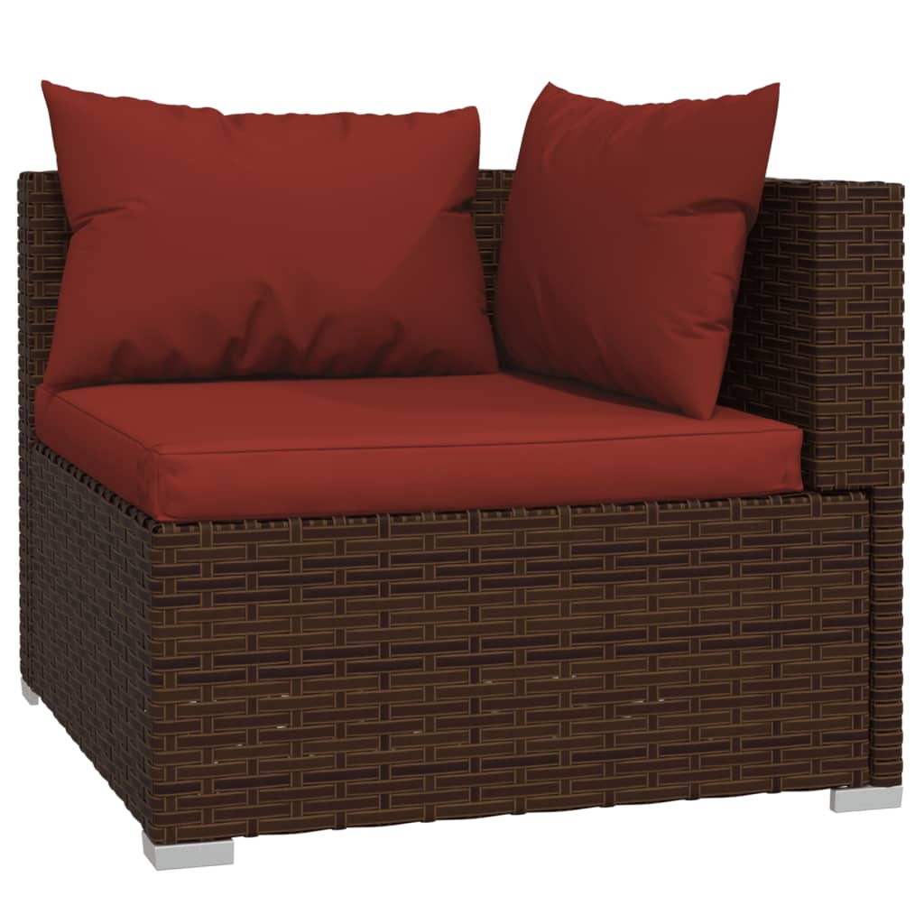 vidaXL Patio Furniture Set 4 Piece with Cushions Poly Rattan Brown-1