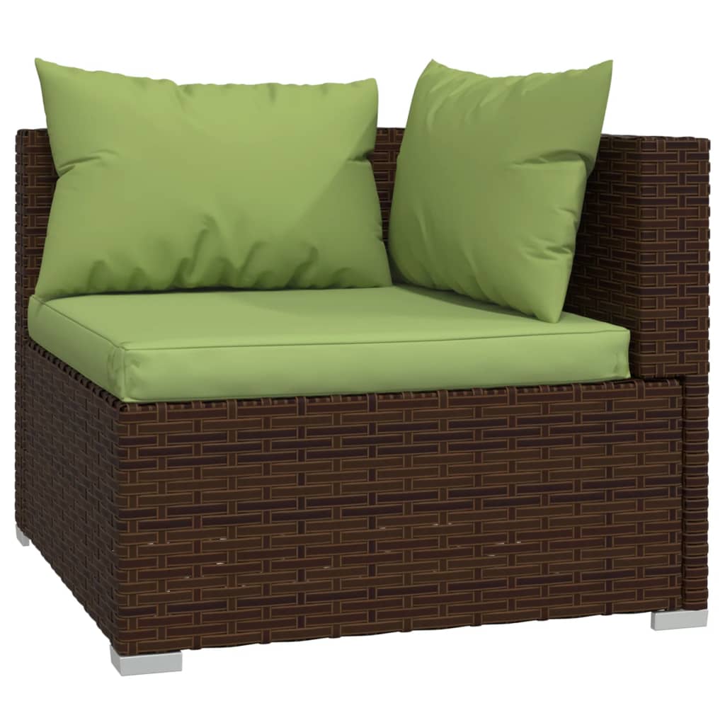 vidaXL Patio Furniture Set 4 Piece with Cushions Poly Rattan Brown-1