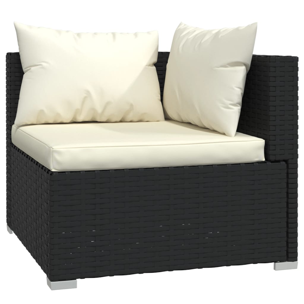 vidaXL Patio Furniture Set 4 Piece with Cushions Poly Rattan Black-1