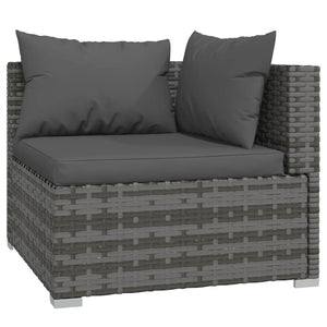 vidaXL Patio Furniture Set 4 Piece with Cushions Poly Rattan Gray-1