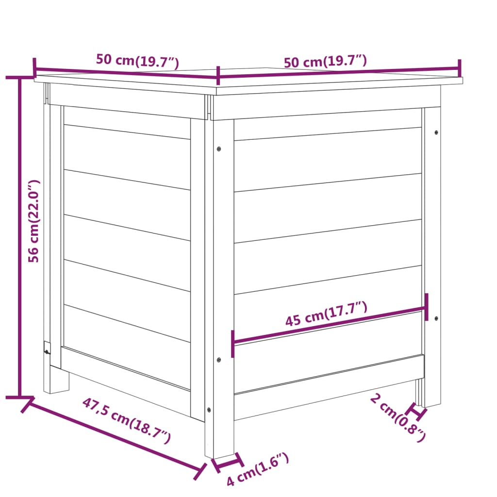 vidaXL Outdoor Storage Deck Box Chest for Patio Cushions Tools Solid Fir Wood-50