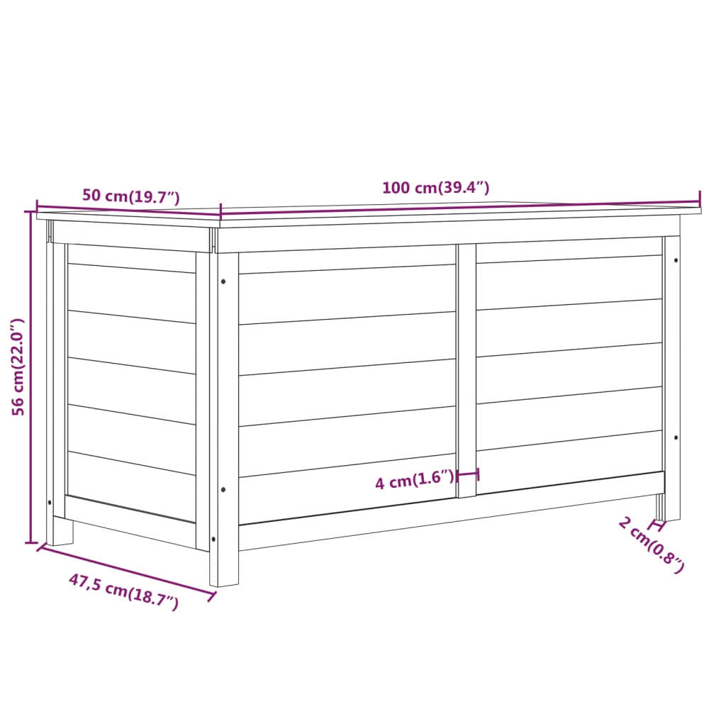 vidaXL Outdoor Storage Deck Box Chest for Patio Cushions Tools Solid Fir Wood-62