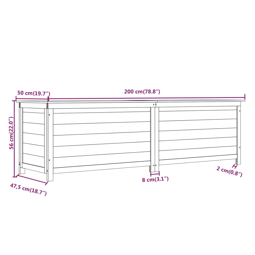 vidaXL Outdoor Storage Deck Box Chest for Patio Cushions Tools Solid Fir Wood-23