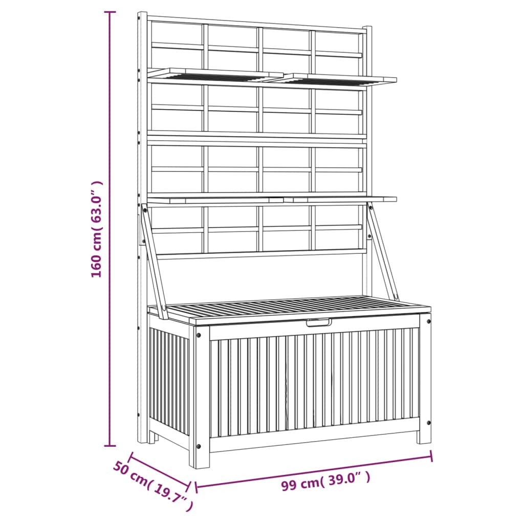 vidaXL Tool Box Storage Pack Box Tool Chest with Trellis Solid Wood Acacia-18