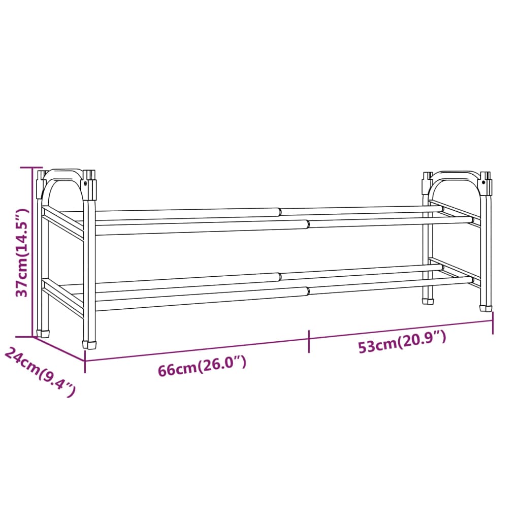 vidaXL Extendable Shoe Rack with 2 Shelves 46.9"x9.4"x14.6"-5