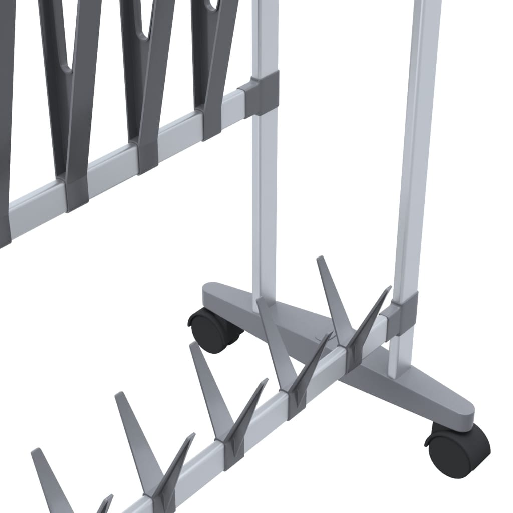 vidaXL Shoe Rack with Wheels Silver 35"x10.6"x47.2"-4