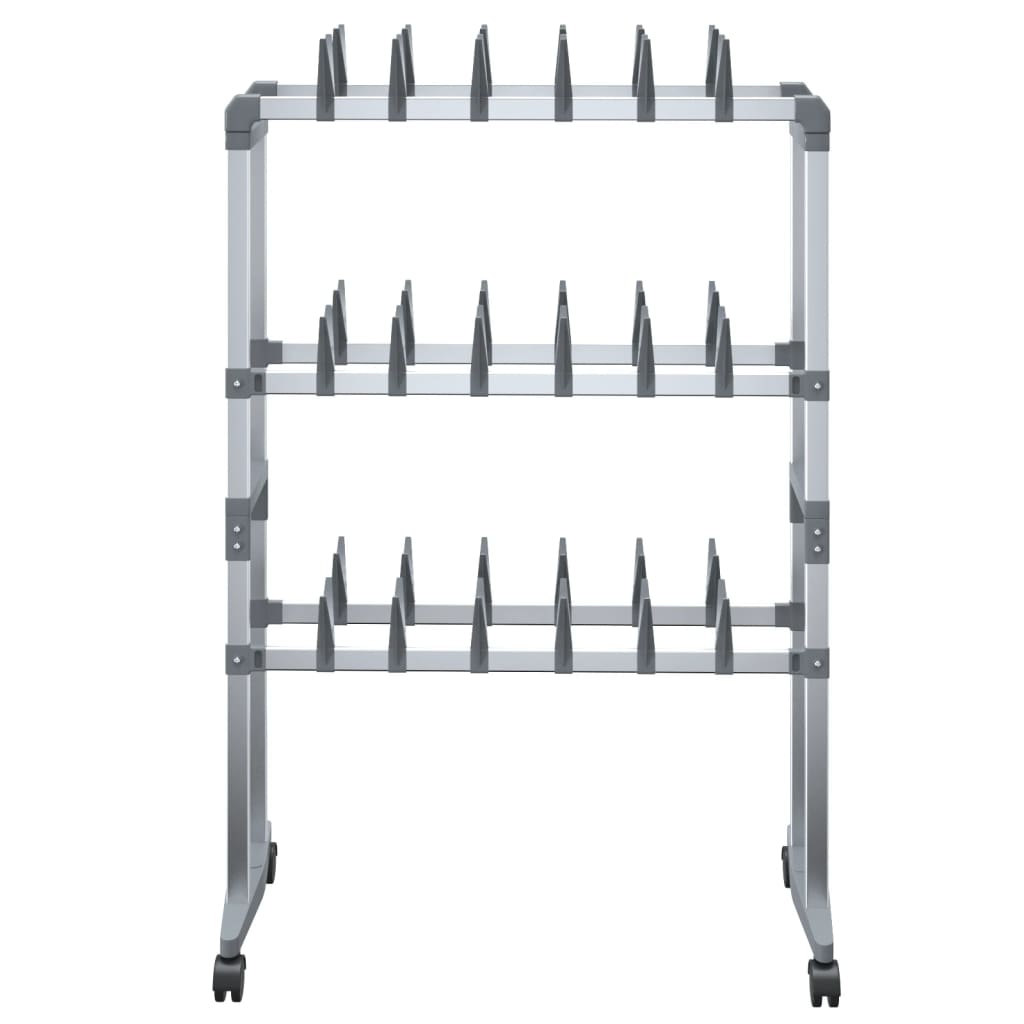 vidaXL Shoe Rack with Wheels Silver 26"x10.6"x39.4"-1