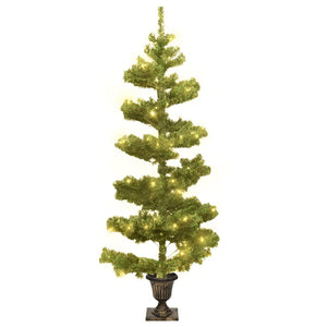 vidaXL Christmas Tree Decor Swirl Artificial Xmas Tree with Pot and LEDs PVC-2