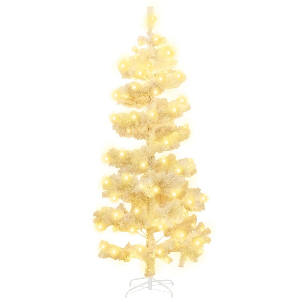 vidaXL Christmas Tree Decor Swirl Artificial Xmas Tree with Pot and LEDs PVC-37