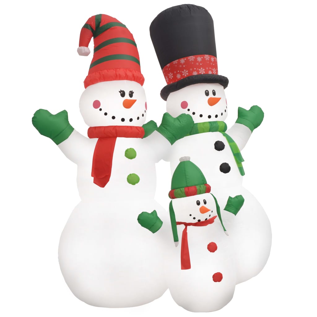 vidaXL Christmas Decoration Inflatable Snowman Family with LEDs Xmas Lighting-14