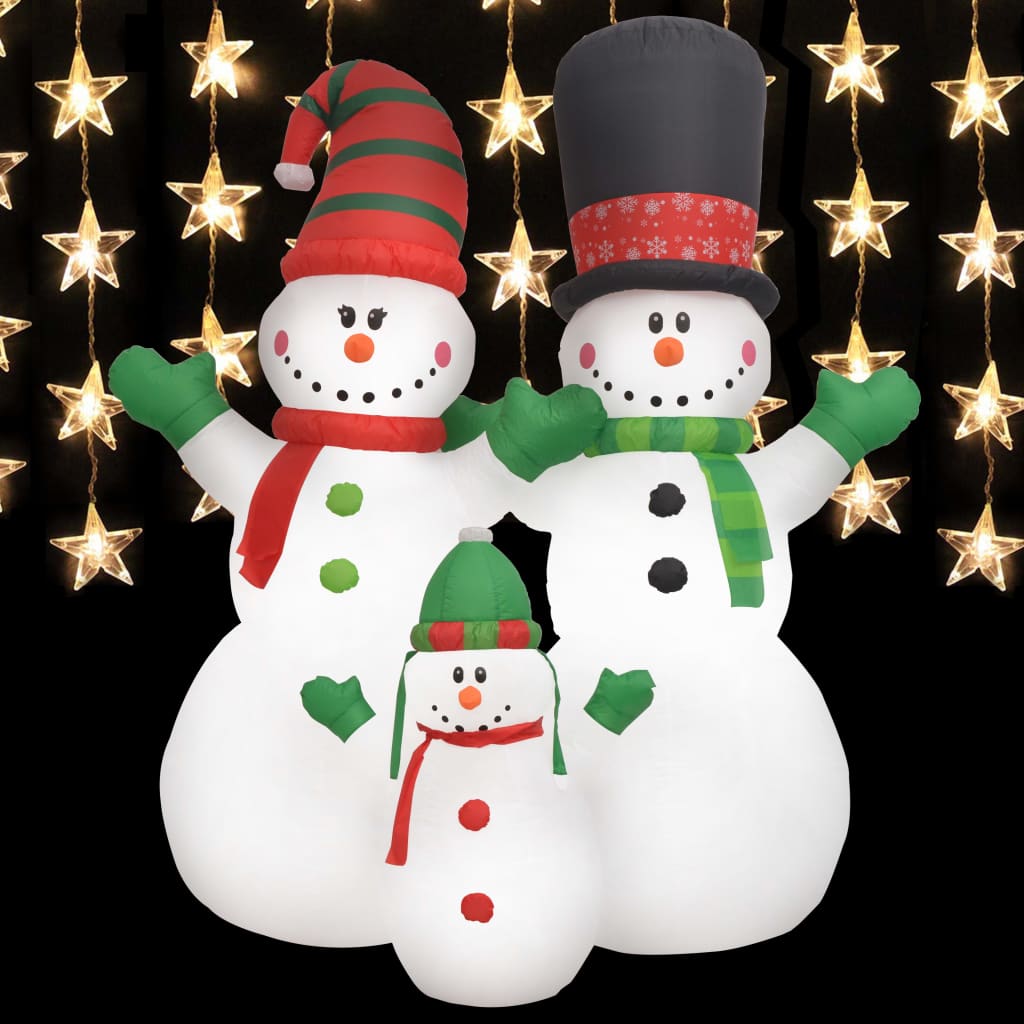 vidaXL Christmas Decoration Inflatable Snowman Family with LEDs Xmas Lighting-24