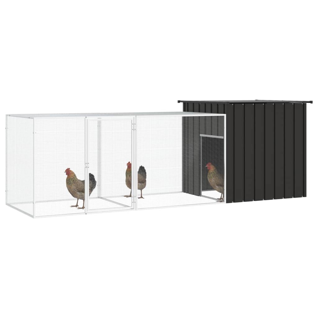 vidaXL Chicken Coop Multipurpose Chicken House with Mesh Cage Galvanized Steel-69