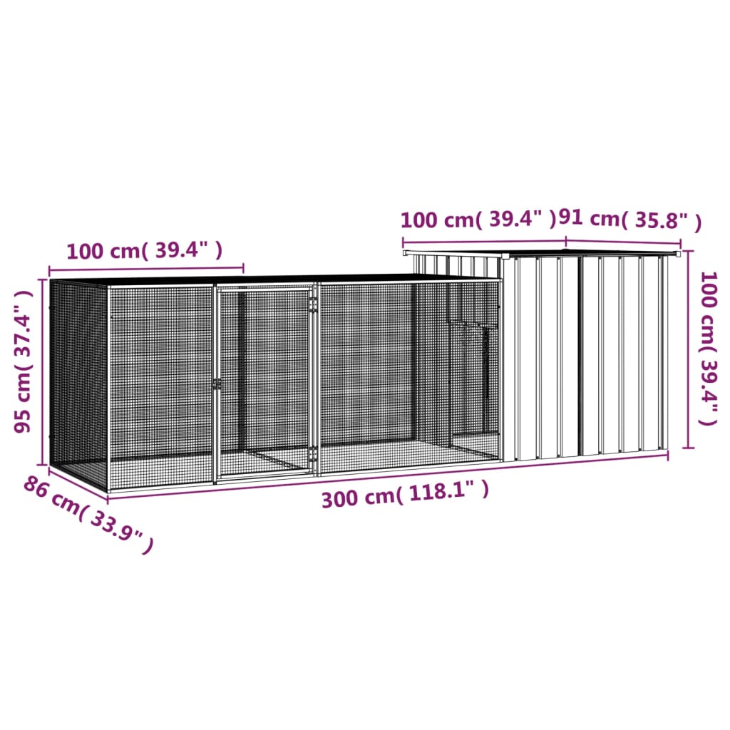 vidaXL Chicken Coop Multipurpose Chicken House with Mesh Cage Galvanized Steel-62