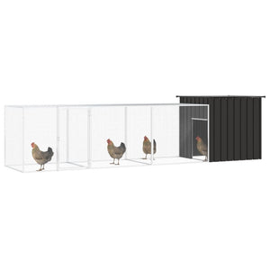 vidaXL Chicken Coop Multipurpose Chicken House with Mesh Cage Galvanized Steel-26