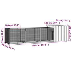 vidaXL Chicken Coop Multipurpose Chicken House with Mesh Cage Galvanized Steel-19