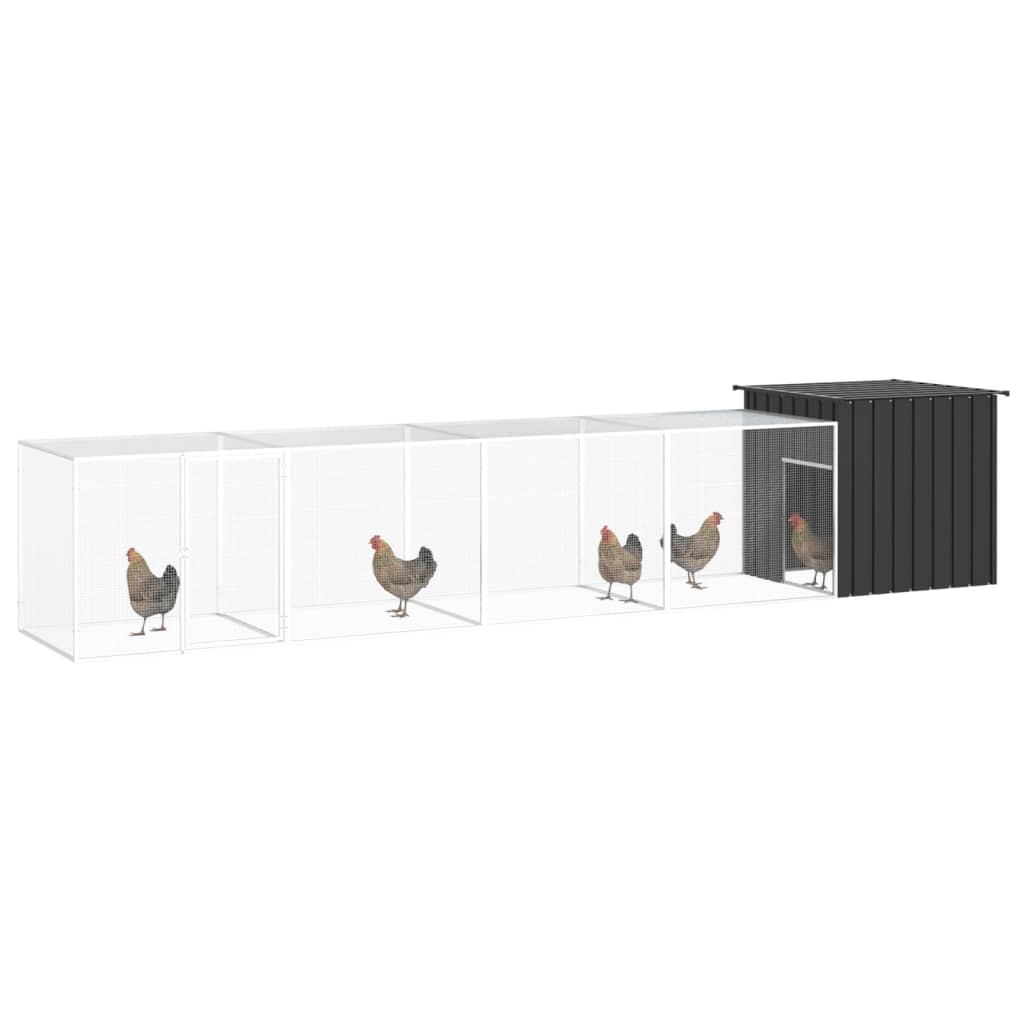 vidaXL Chicken Coop Multipurpose Chicken House with Mesh Cage Galvanized Steel-60