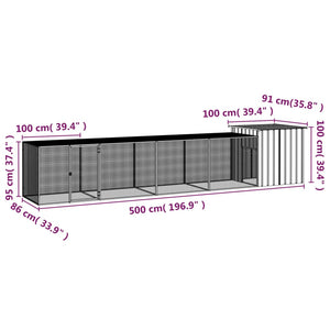 vidaXL Chicken Coop Multipurpose Chicken House with Mesh Cage Galvanized Steel-12