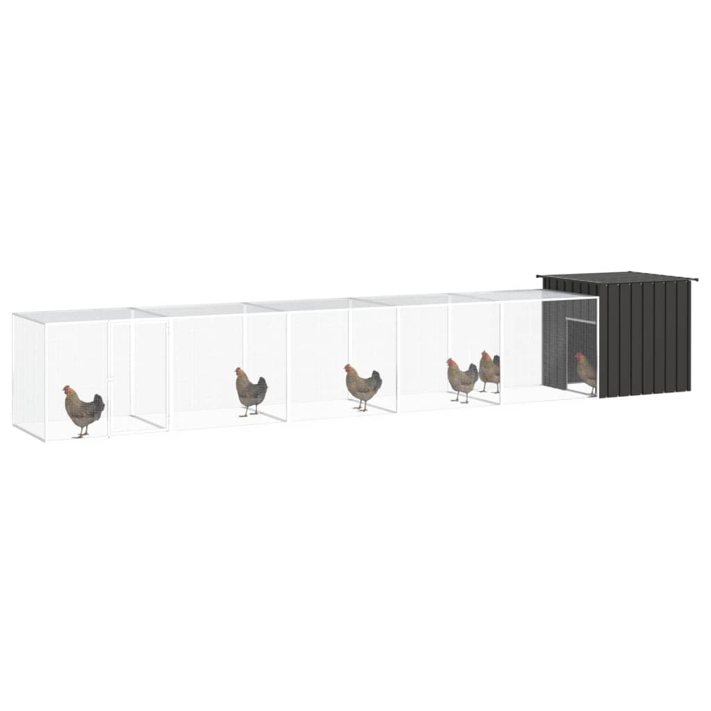 vidaXL Chicken Coop Multipurpose Chicken House with Mesh Cage Galvanized Steel-65