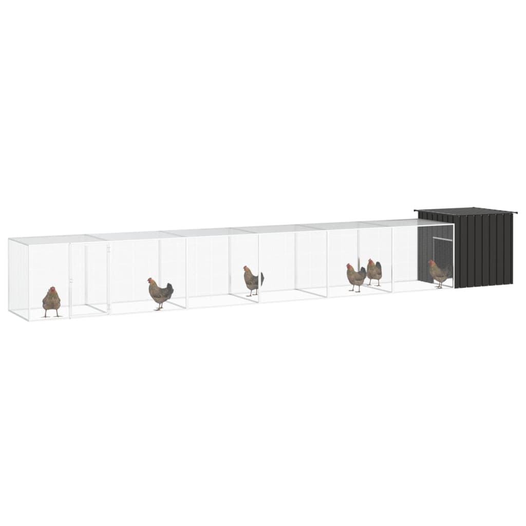 vidaXL Chicken Coop Multipurpose Chicken House with Mesh Cage Galvanized Steel-11