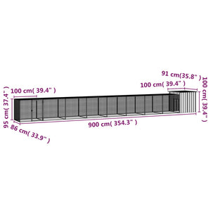 vidaXL Chicken Coop Multipurpose Chicken House with Mesh Cage Galvanized Steel-42